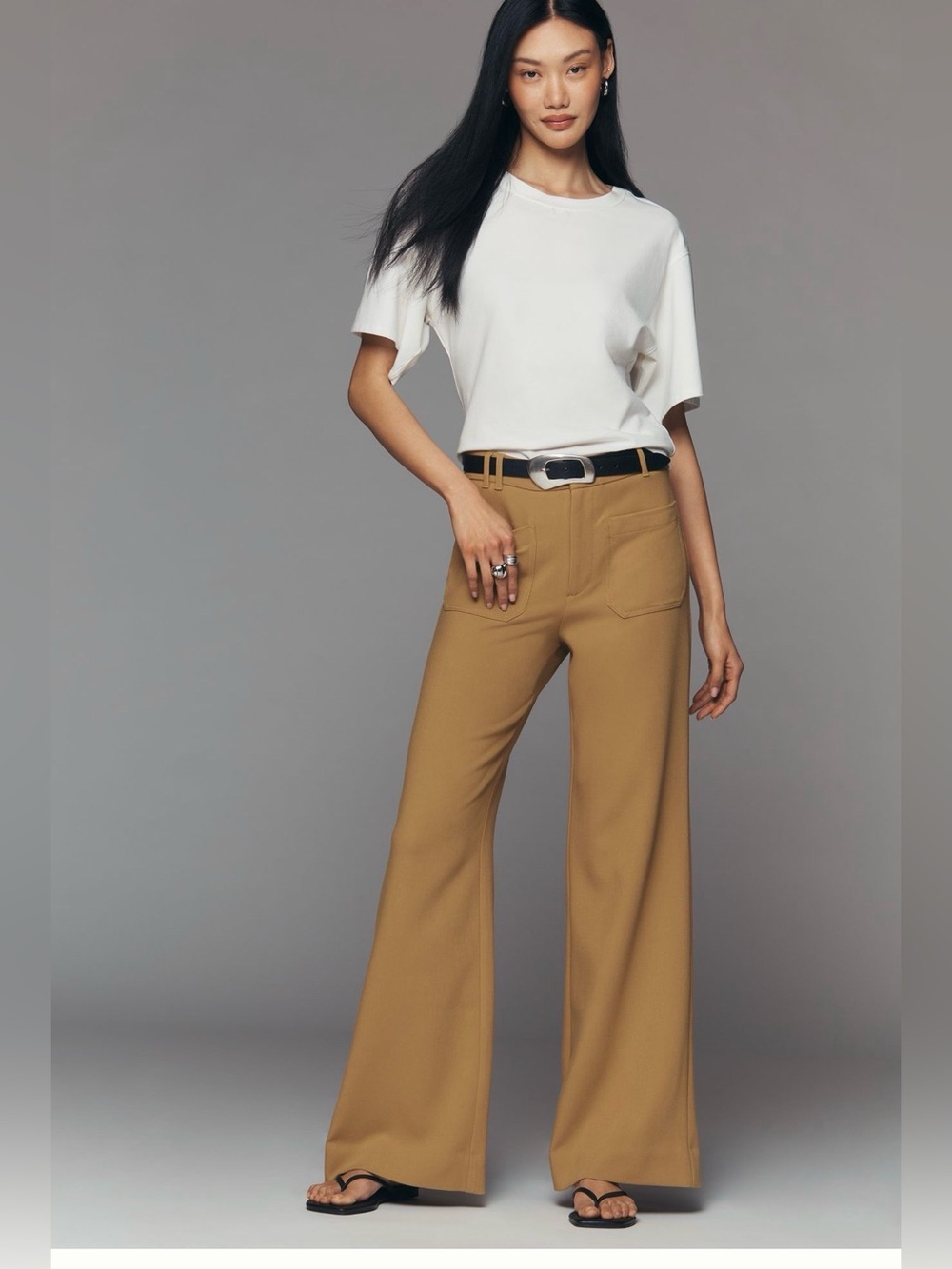Anthropologie Maeve Jude Wide Leg Trousers Camel Brown Size 8